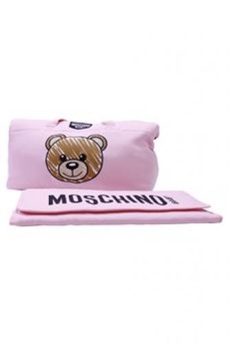 Moschino borsa da cambio rosa in cotone baby girl